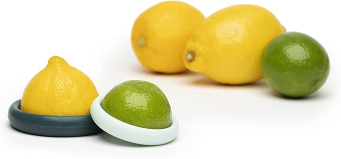 Food Huggers 2pc Reusable Silicone Citrus Savers | BPA Free & Dishwasher Safe | Fruit Produce Storage for Orange, Lemon, Lime, Banana, Cans & More | 2 Pack Round, Forest Mint
