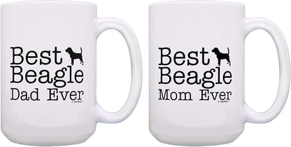 ThisWear Best Beagle Dad Ever and Best Beagle Mom Ever Mug Set 2 Pack 15-oz Mugs Cups 15oz Mugs