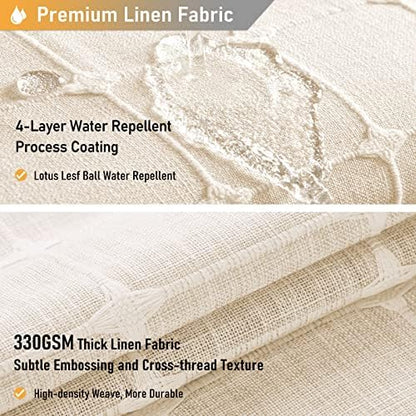 BTTN 108x72 Boho Farmhouse Linen Heavy Duty Shower Curtain Set, Cream/Beige
