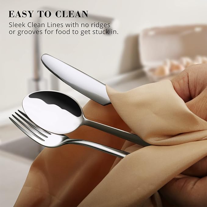 KINGSTONE Silverware Sets, 60 Piece Flatware Set for 12, 18/10 Stainless Steel Cutlery Set, Mirror Polished Dishwasher Safe Utensils, Includes Knives Forks Spoons for Home, Restaurant, Wedding, Party