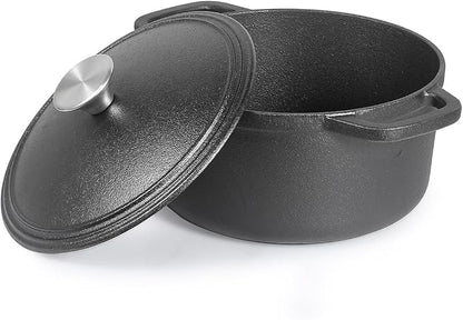 COMMERCIAL CHEF 3.4 Quart Cast Iron Dutch Oven with Dome Lid and Handles