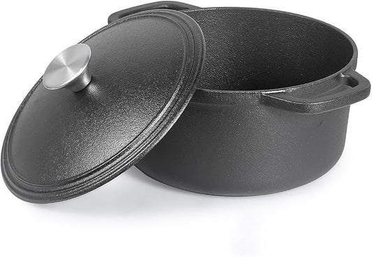 COMMERCIAL CHEF 3.4 Quart Cast Iron Dutch Oven with Dome Lid and Handles