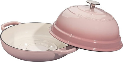 EDGING CASTING Enameled Cast Iron Dutch Oven Pot with Lid, Round Bread Oven for Homemade Sourdough Bread Baking, 6 Quart, Pink