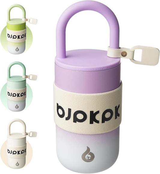 BJPKPK 13oz Insulated Tumbler With Lid And Handle Stainless Steel Travel Mug Loop Coffee Tumbler Cups,Lilac