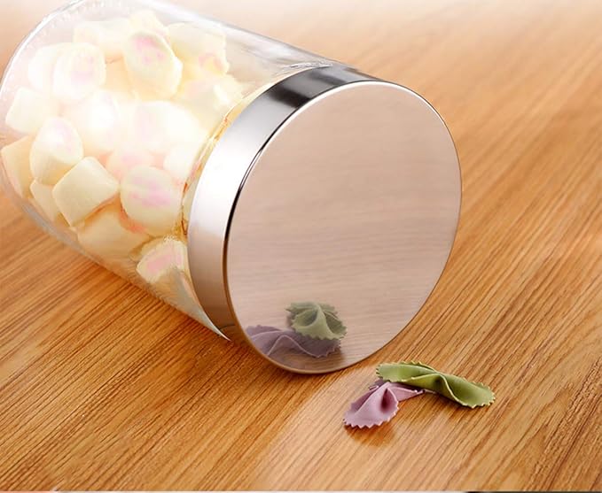 Lawei 6 Pack 27 Oz Clear Glass Jars with Stainless Steel Lids - Glass Food Canister Set Food Storage Jars for Cookie Rice Beans Pasta Snacks