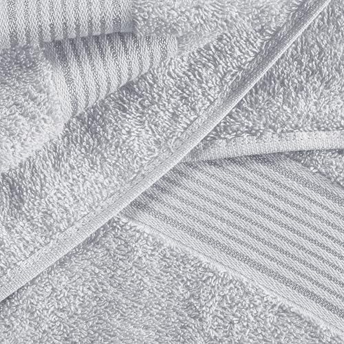 Belizzi Home Ultra Soft 6 Pack Cotton Towel Set, Contains 2 Bath Towels 28x55 inch, 2 Hand Towels 16x24 inch & 2 Wash Coths 12x12 inch, Ideal for Everyday use, Compact & Lightweight - Light Grey