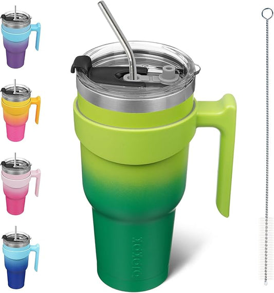 BJPKPK 40 oz Tumbler With Handle Insulated Tumbler With Lid And Straw Stainless Steel Travel Mug Coffee Cups,Bamboo Grove