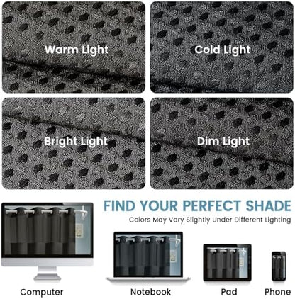 EUTXL Heavyweight No Hook Shower Curtain with Liner, Black, 60x74