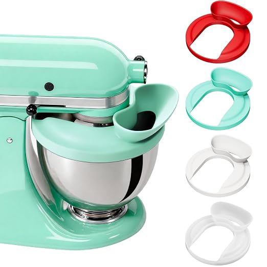 Silicone Kitchen Aid Splash Guard for Stand Mixer & Tilt Head Mixer, 4.5-5QT Mixing Bowl Pouring Shield & Flour Funnel, Kitchen Aid Accessories and Attachments - (Mineral Water Blue)