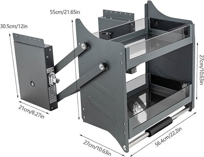 Pull Out Sliding Shelf 2 Tier Cabinet Storage Organizer Pull Down Slide Heavy Duty Rustproof Sturdy Space Saving Easy Install For Pantry Cupboard Kitchen Bathroom Office Household Item Arrangement