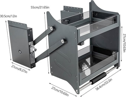 Pull Down Shelf for Kitchen Upper Cabinet,2-Tier Pull Down Cabinet Organizer,Pull-Down Shelf for 24 Inch Kitchen Upper Cabinets,26.4 Lbs Load Capacity (22.2 * 10.63 * 21.65inch)