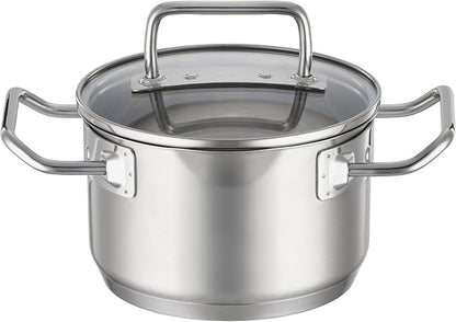 Rösle EXPERTISO Cookware Collection 6.3 in. Stainless Steel High Casserole Pot with Glass Lid