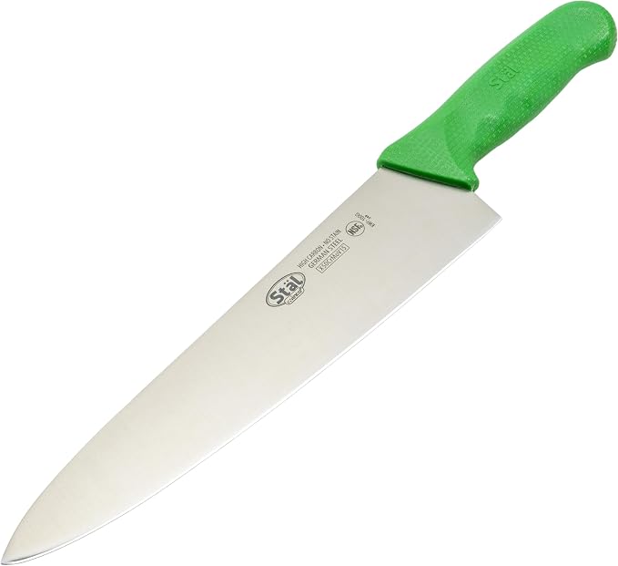 Winco 10" Commercial-Grade Chef's Knife with German Steel Blade, Green