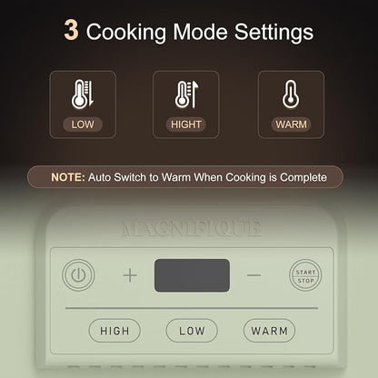 4 Quart Casserole Programmable Slow Cooker with Ceramic Baking Dish - Perfect Kitchen Small Appliance for Family Dinners, Oven Safe and Durable Bakeware for Lasagna, Roasts, Sage