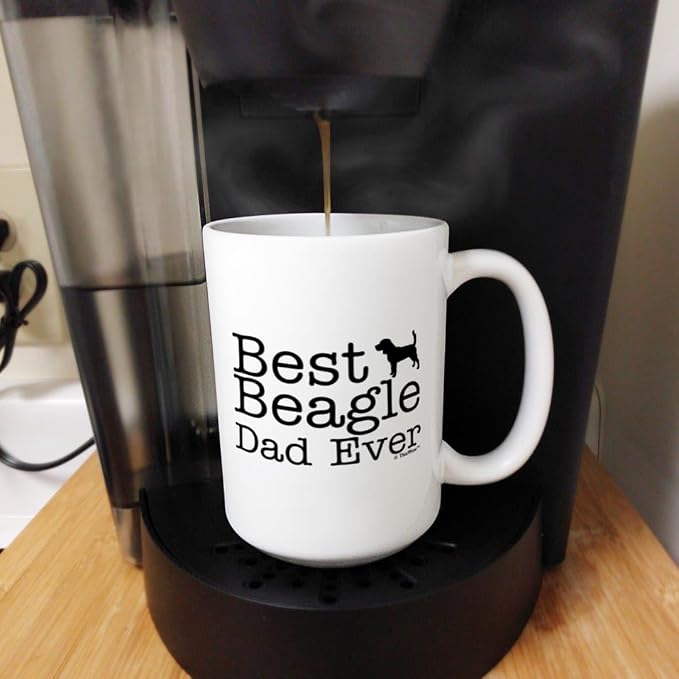 ThisWear Dog Dad Gifts For Men Best Beagle Dad Ever 15oz Ceramic Coffee Mug with Handle