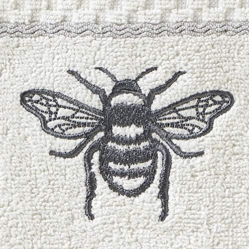SKL Home Farmhouse Bee Hand Towel Set-2pc, 100% Cotton, Embroidered, White