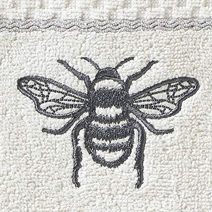 SKL Home Farmhouse Bee Hand Towel Set-2pc, 100% Cotton, Embroidered, White