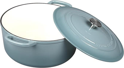 EDGING CASTING Enameled Dutch Ovens Cast Iron Dutch Oven Pot with Lid for Bread Baking, Cook, Dual Handle, 5.5 Quart, Seasalt
