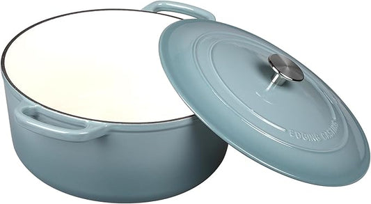 EDGING CASTING Enameled Dutch Ovens Cast Iron Dutch Oven Pot with Lid for Bread Baking, Cook, Dual Handle, 7 Quart, Seasalt