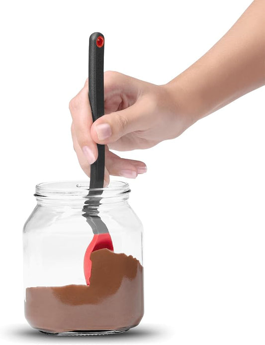 Dreamfarm Mini Supoon Non-Stick Sit-Up Silicone Scraping Cooking Spoon, Jar Scraper Measures 5ml Tsp - 8" Red