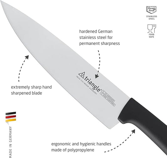 triangle Chef’s Knife - 7” Stainless Steel Blade - Lightweight, Balanced Handle - Dishwasher Safe - Made in Germany