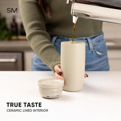 Simple Modern Travel Coffee Mug Tumbler with 360° Lid | Ceramic-Lined Insulated Stainless Steel Cold Brew Iced Coffee Cup | Gift for Women Men Her Him | Voyager Signature | 16oz | Tortoise