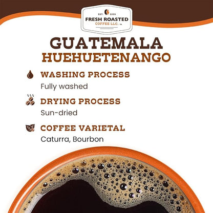Fresh Roasted Coffee, Guatemala Huehuetenango Whole Bean Coffee, Medium Roast, Single-Origin, Kosher, 5 lb (80 oz)