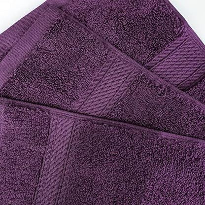Superior Egyptian Cotton Plush & Absorbent, Face Towel Set of 6, Plum