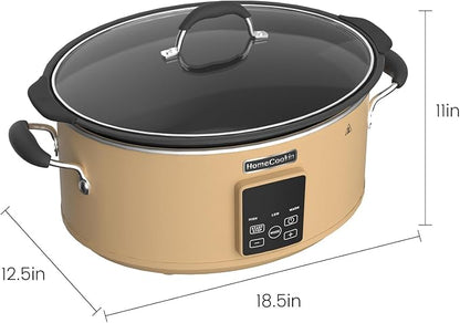 HOMECOOKIN Slow Cooker, Extra Large 10 Quart Programmable Slow Cookers with Timer, Dishwasher Safe Glass Lid & Crock, Kitchen Appliance for Families and Gatherings, Brown