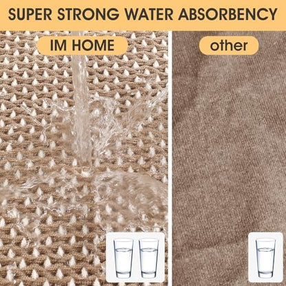 IM HOME Waffle Bath Mat Beige & White 5'x2', Boho Woven Modern Bath Mat Rugs, Absorbent Non Slip Bathroom Rugs, Soft Washable Bath Rugs with Tassels for Bathroom, Bedroom, Kitchen, Shower, Tub