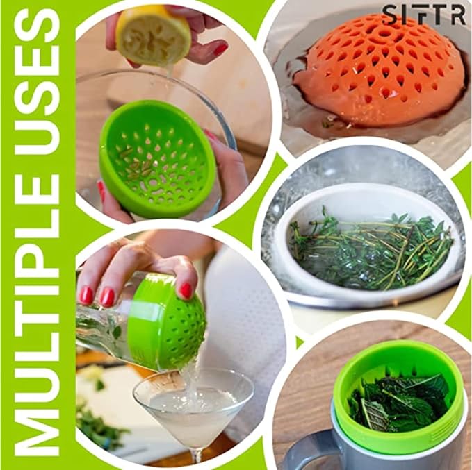 (MUSHROOM) Nesting Can Strainer Mini Colander Set - Space Saving Small Colanders and Strainers - Multi Use Kitchen Gadget - Silicone Can Strainer