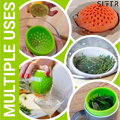 (GREY) Nesting Can Strainer Mini Colander Set - Space Saving Small Colanders and Strainers - Multi Use Kitchen Gadget - Silicone Can Strainer