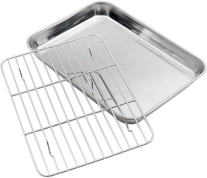 Aspire Baking Sheets and Racks Set, Stainless Steel Oven and Dishwasher Safe Wire Rack, Easy Clean-L 3 Pcs