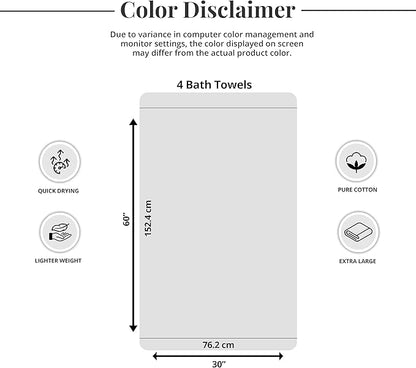 Tens Towels Pack of 4 Extra Large Bath Towels 30 x 60 Inches, 100% Cotton, Larger & Lighter Weight, Quicker to Dry, Super Soft and Absorbent, Perfect for Bathroom, Burgundy