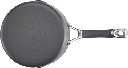 Circulon Radiance Hard-Anodized Nonstick Saucepan, Durable Nonstick Cookware, Sauce Pan with Straining Lid, 3-Quart, Gray