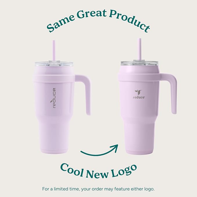 REDUCE 40 oz Stainless Steel Tumbler with Handle - Dual-Wall Vacuum Insulated Travel Mug, Sweat-Proof Lid & Reusable Straw - Keeps Drinks Cold for 24 Hrs, Fits Cupholders, Dishwasher Safe - Mojito