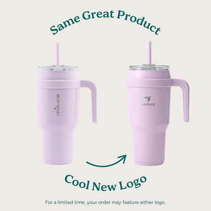 REDUCE 40 oz Stainless Steel Tumbler with Handle - Dual-Wall Vacuum Insulated Travel Mug, Sweat-Proof Lid & Reusable Straw - Keeps Drinks Cold for 24 Hrs, Fits Cupholders, Dishwasher Safe - Mojito