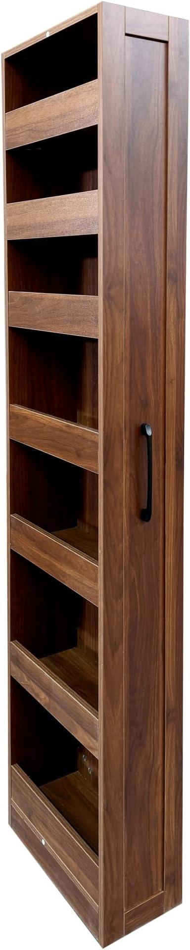 7 Tier Expandable Pull Out Cabinet Organizer, Pull Out Spice Rack, Rolling Kitchen Pantry Storage Cabinet, Slide Out Shelf Cabinet Storage for Kitchen, Walnut