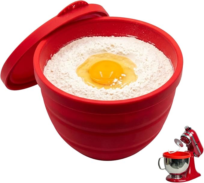 Silicone Bowl Liners for KitchenAid Tilt-Head 5 Qt Stand Mixers, Extra-Thick Silicone Liners for Kitchenaid Mixer, Liners with Lids Set Suitable for Baking, Dishwasher Safe Food Grade Silicone Insert