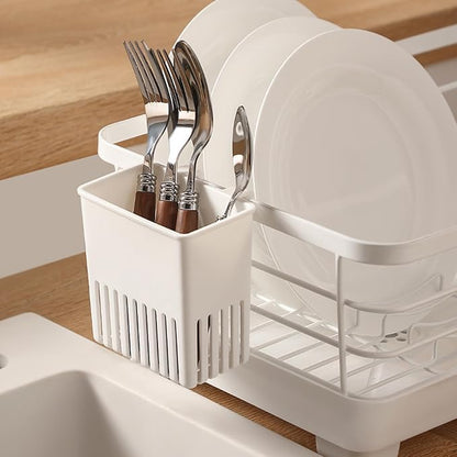 Cutlery Drying Rack - Utensil Drainer | Cutlery Drainer for Sink | Drying Rack Holder | Kitchen Drying Basket | Spoon Knife and Fork Storage Basket | Silverware Holder (White a 2pcs)