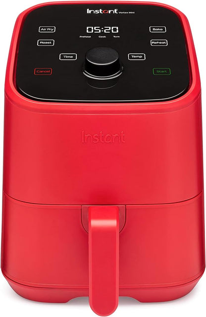 Instant Pot Vortex 2QT Mini Air Fryer, Small Air fryer that Crisps,Reheats,Bakes,Roasts for Quick Easy Meals,Includes over 100 In-App Recipes, is Dishwasher-Safe, from the Makers of Instant Pot, Red