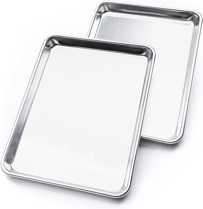 KITCHENATICS Jelly Roll Size Baking Sheet Pans, Commercial Quality Aluminum Cookie Sheets for Roasting & Baking, Rimmed Nonstick Sheet Pans - Warp Free, Durable & Easy Clean - 10.6 x 15.6 IN, Set of 2