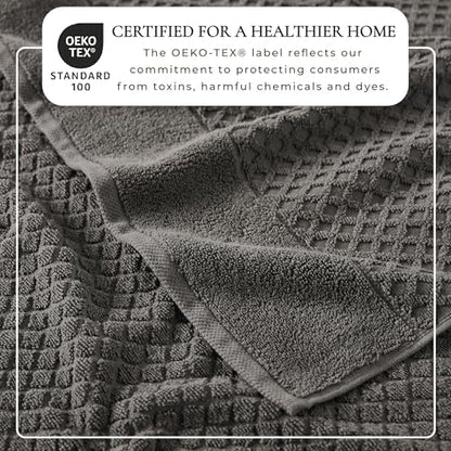 Great Bay Home Bath Towels - 100% Cotton 4 Pack 54x27 Bath Towel Set - Absorbent, Durable, Quick-Dry Towels for Bathroom (Dark Grey)