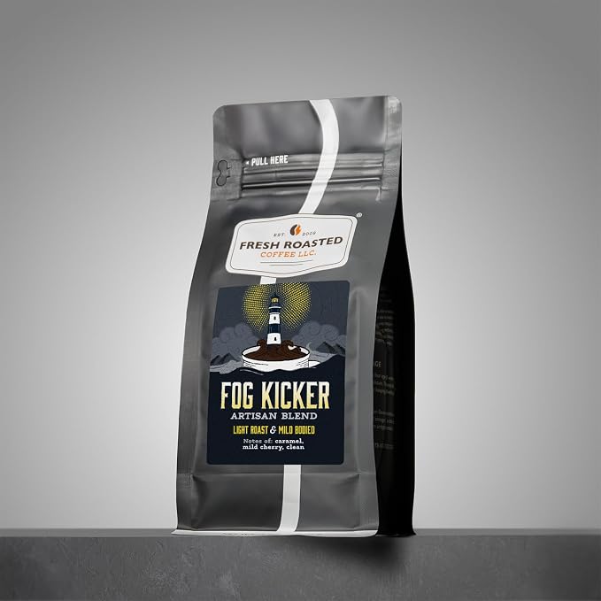 Fresh Roasted Coffee, Fog Kicker Whole Bean Coffee, Light Roast, Kosher, 12 oz