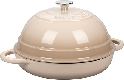 VORRINGARD Cast Iron Enameled Dutch Oven Pot with Lid for Bread Baking, Bread Oven, 6 Quart, Latte