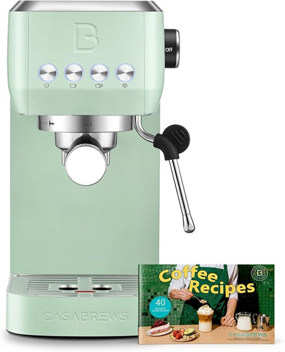 CASABREWS 3700 Essential 20 Bar Espresso Machine, Compact Coffee Maker with Steam Frother, Cappuccino & Latte Maker for Home, 43.9oz Water Tank, Pastel Green