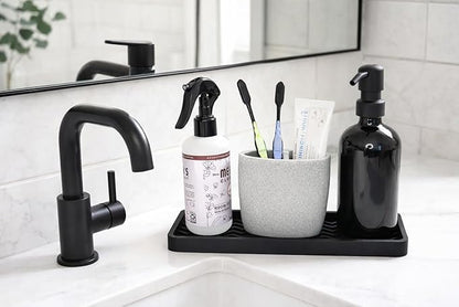 Silicone Sink Organizer Tray, Rectangular, Modern Style, Heat Safe, Dishwasher Safe, for Bathroom and Kitchen Organization (Sand Dollar, 12"x4", Chevron Pattern)