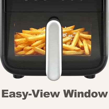 NEWBULIG 7.9QT Air Fryer with Transparent Window, 12-In-1 Large Air Fryers for Family, 400°F Wide Temperature for Rapid Heat, Roast Bake Dehydrate Reheat, Dishwasher Safe, Nonstick Basket, 1800W