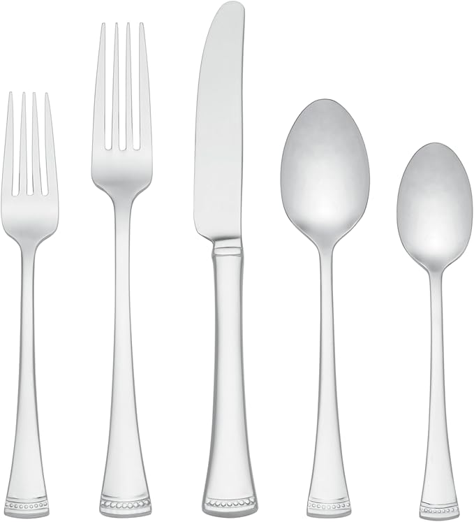 Lenox Silverware Set, Portola Mirror 20 Piece Flatware Set, Service For 4, 18/10 Stainless Steel, Dishwasher Safe, Flatware Cutlery Sets, Utensils, Knives Spoons and Forks, Home (Silver, 20 Pieces)