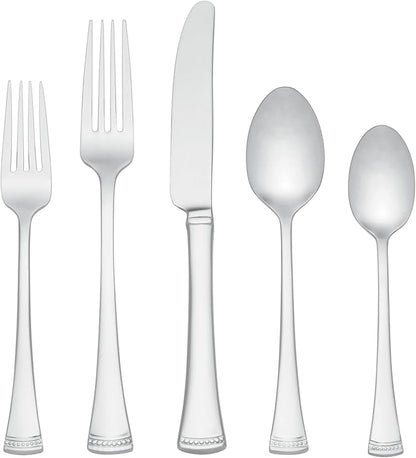 Lenox Silverware Set, Portola Mirror 20 Piece Flatware Set, Service For 4, 18/10 Stainless Steel, Dishwasher Safe, Flatware Cutlery Sets, Utensils, Knives Spoons and Forks, Home (Silver, 20 Pieces)